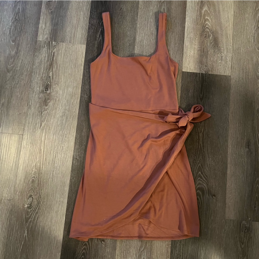 Aritzia Wilfred Free Small Mocha Sorbet Mini Saturn Dress